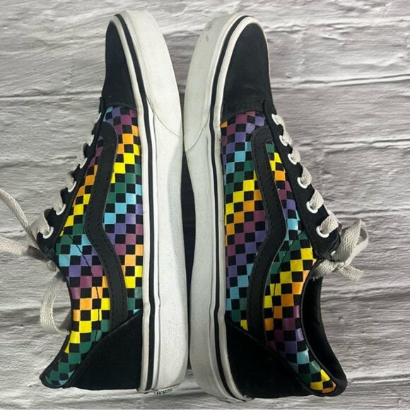 Vans Old Skool Checkered Multi Colored Rainbow Sneakers Youth Unisex - Picture 5 of 11